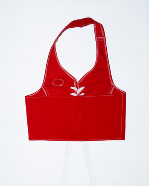 Red Halter Tie Up Top